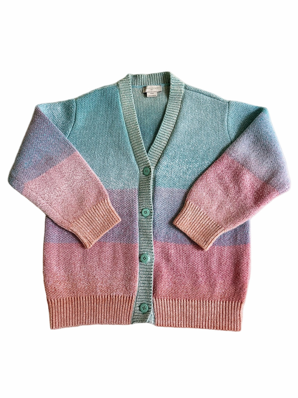 STELLA MCCARTNEY Kids Pastel Rainbow Striped Cardigan Sweater Size 6 Years